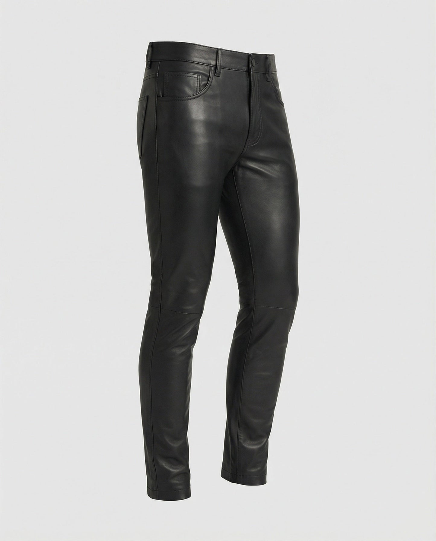 Herren Slimfit Hose aus Kunstleder Schwarz