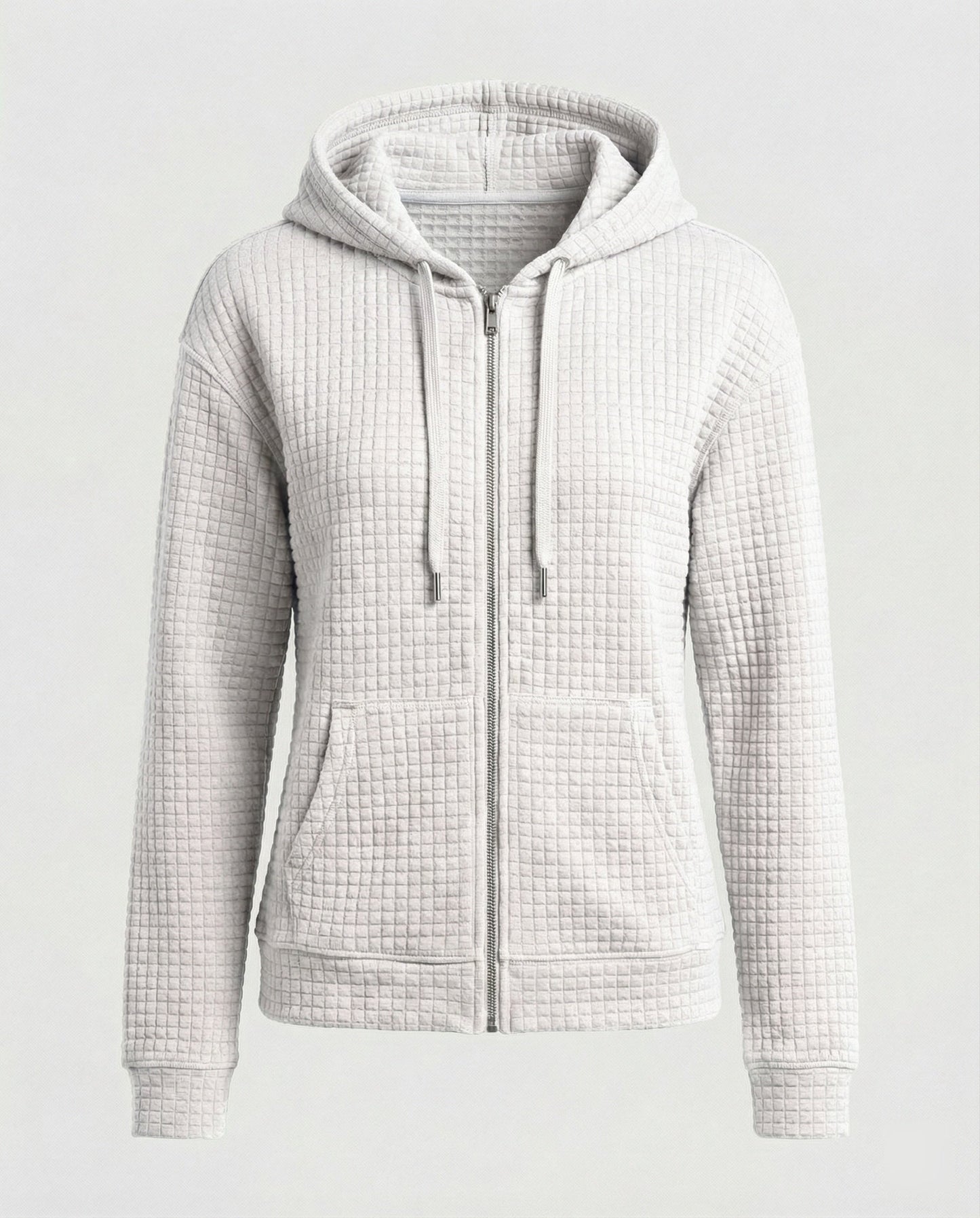 Kapuzenpullover Damen Waffle-Strick Reißverschluss Modern