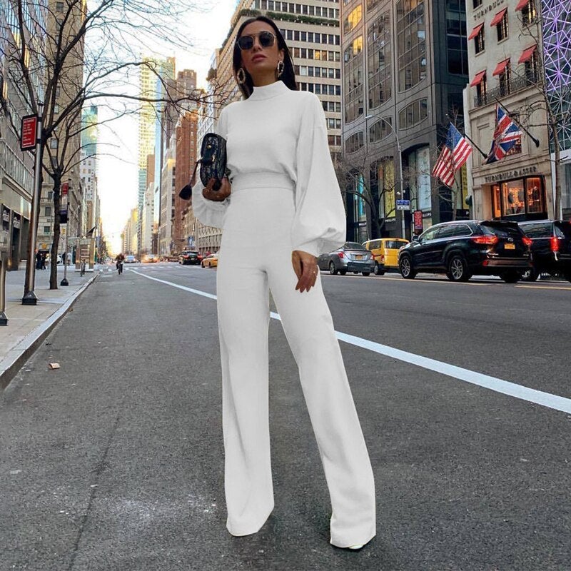 Elegante Frauen Jumpsuit Lang Ärmig Abendkleid