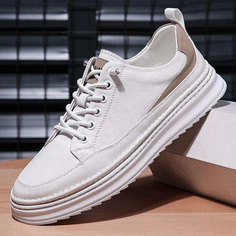 Herren Leder Sneaker Schwarz Modern