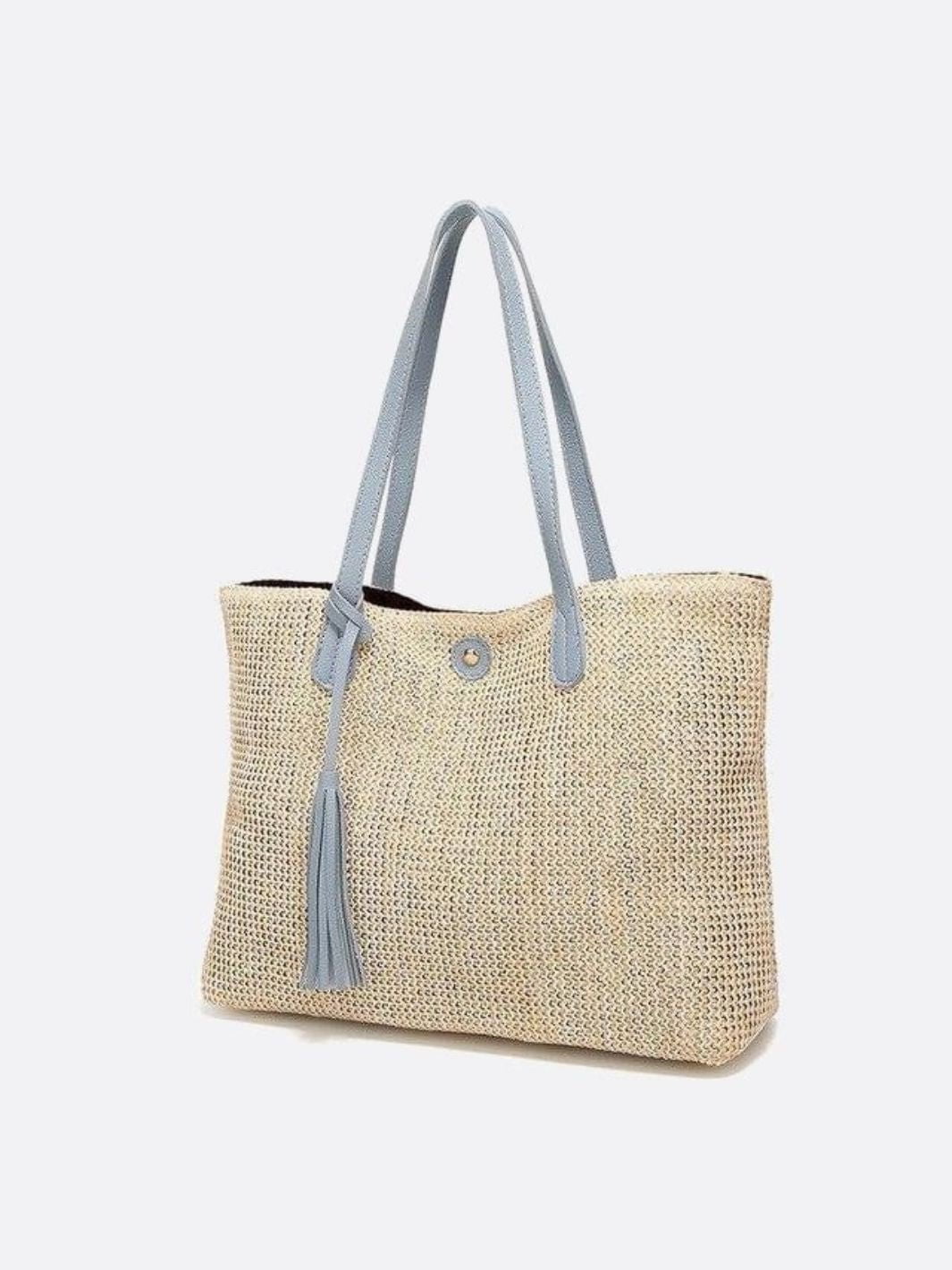 Große Strohtasche mit langen Henkeln Sommer Shopper Natur