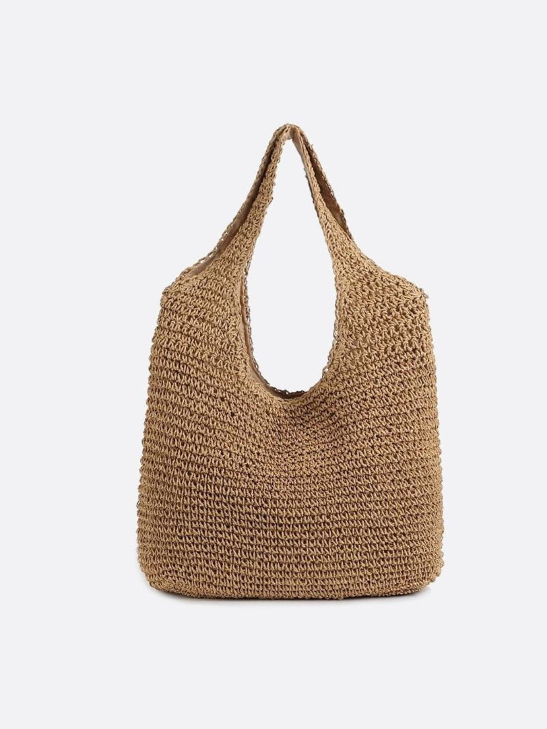 Strohtasche mit Reißverschluss und Schulterriemen Sommer