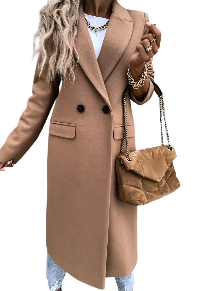 Lange Damenwinterjacke Klassischer Stil Mantel