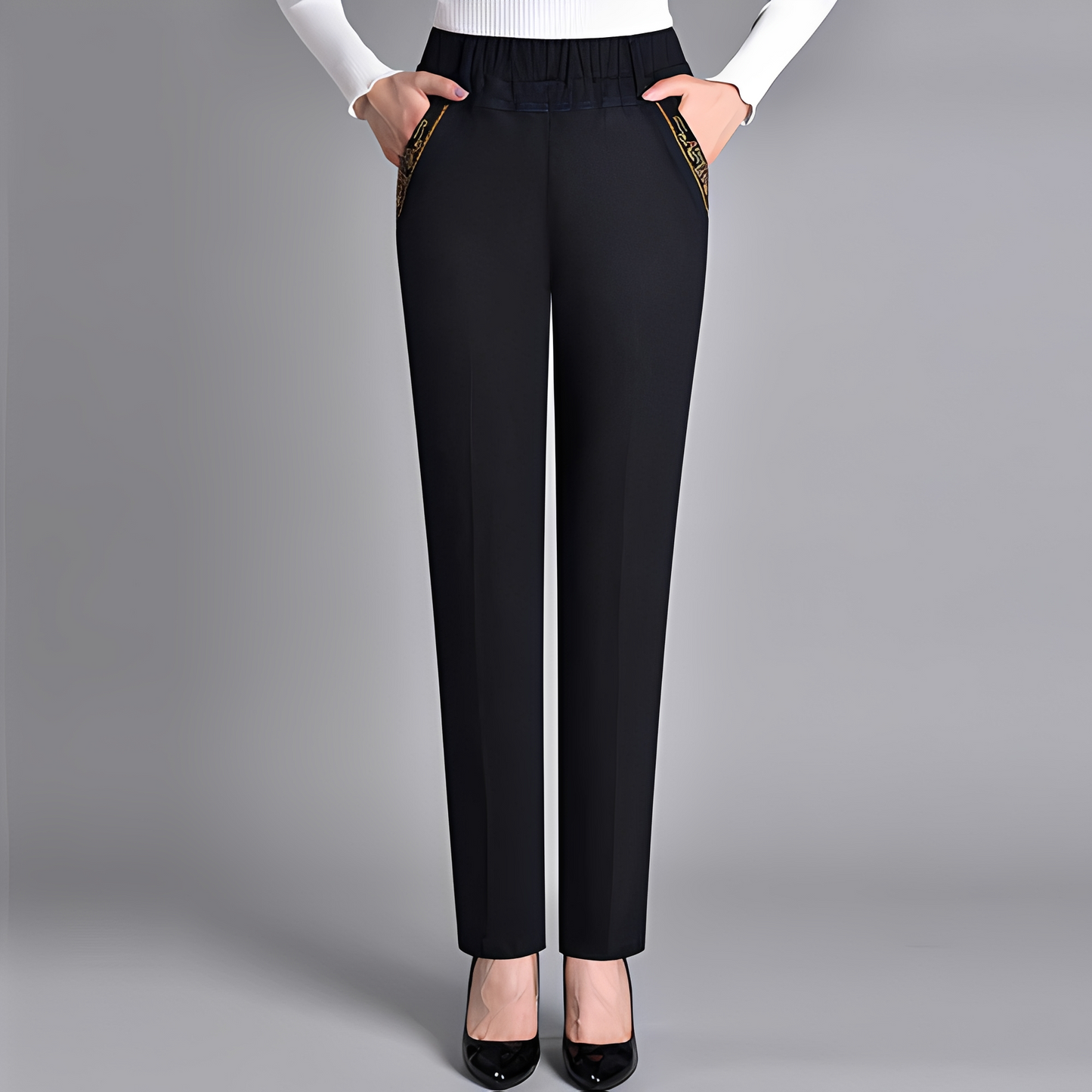 Elastische Damenhose Hoch Tailliert Stretch