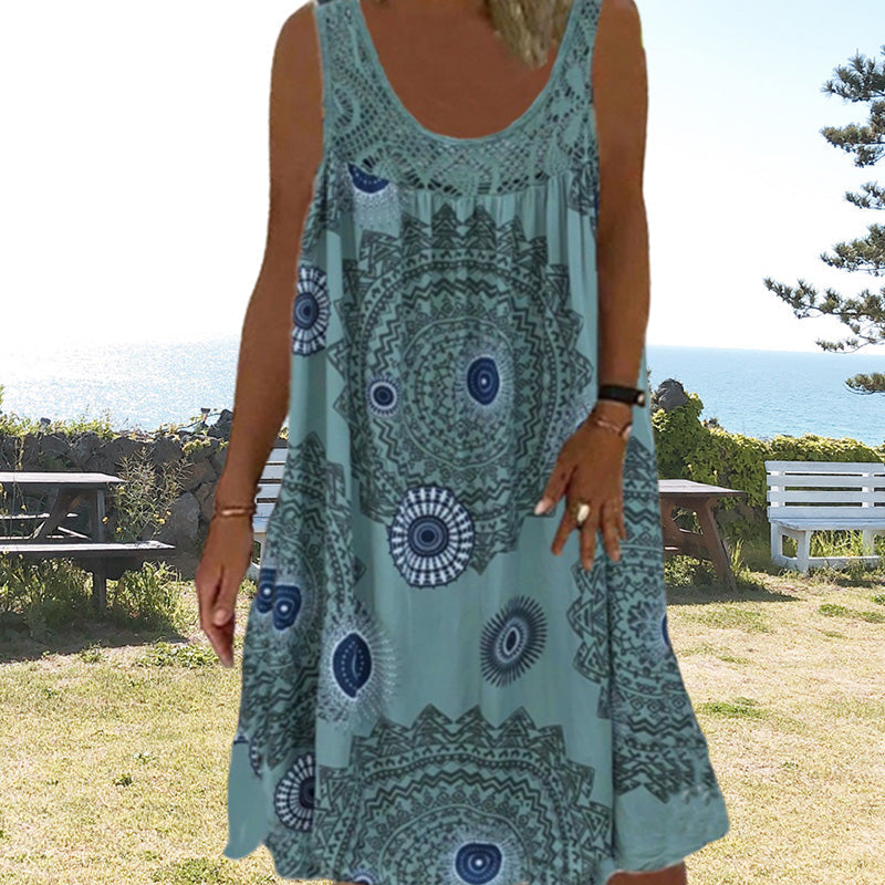 Sommerkleid Luftig mit Blumenprint und O-Ausschnitt