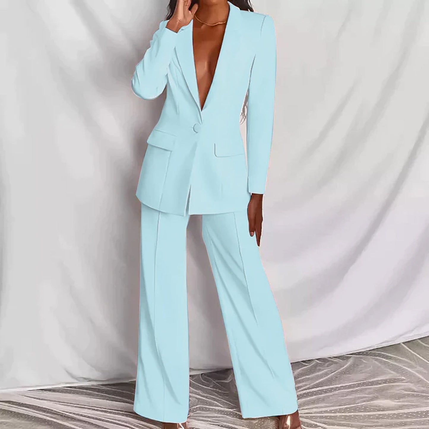 Eleganter Business Anzug Damen Blazer Hose Komplettsatz
