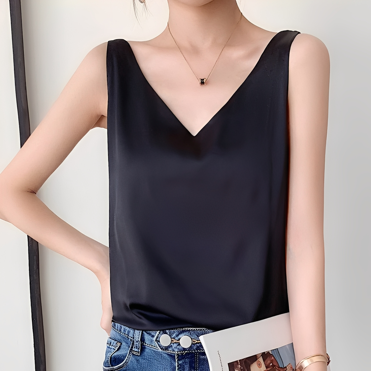 Elegantes Damenoberteil V-Ausschnitt Modern Frauen Tops