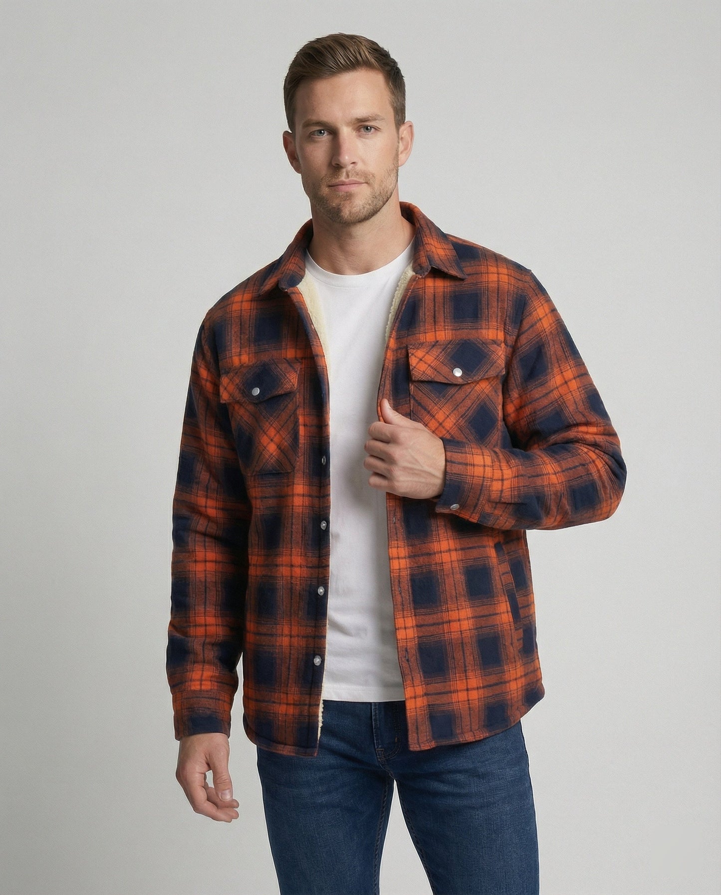 Karierte Jacke Fleece Warm Herren Outdoor