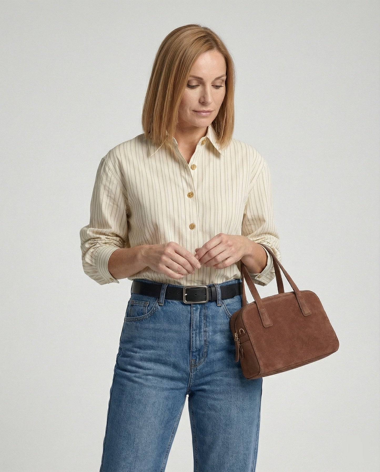 Damen Bluse Streifenmuster Elegante Slimfit