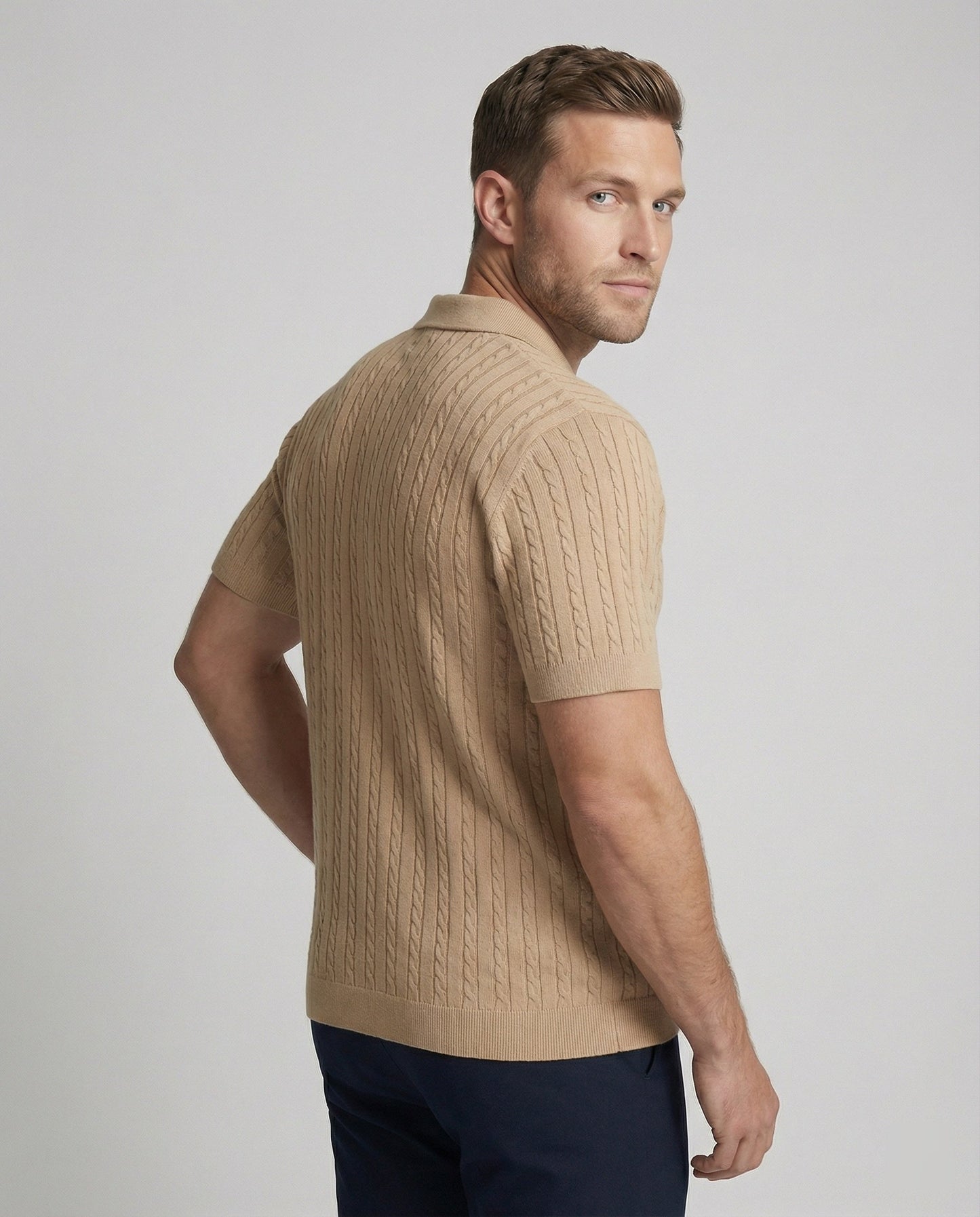 Herren Strickhemd Kurzarm Modern Leicht