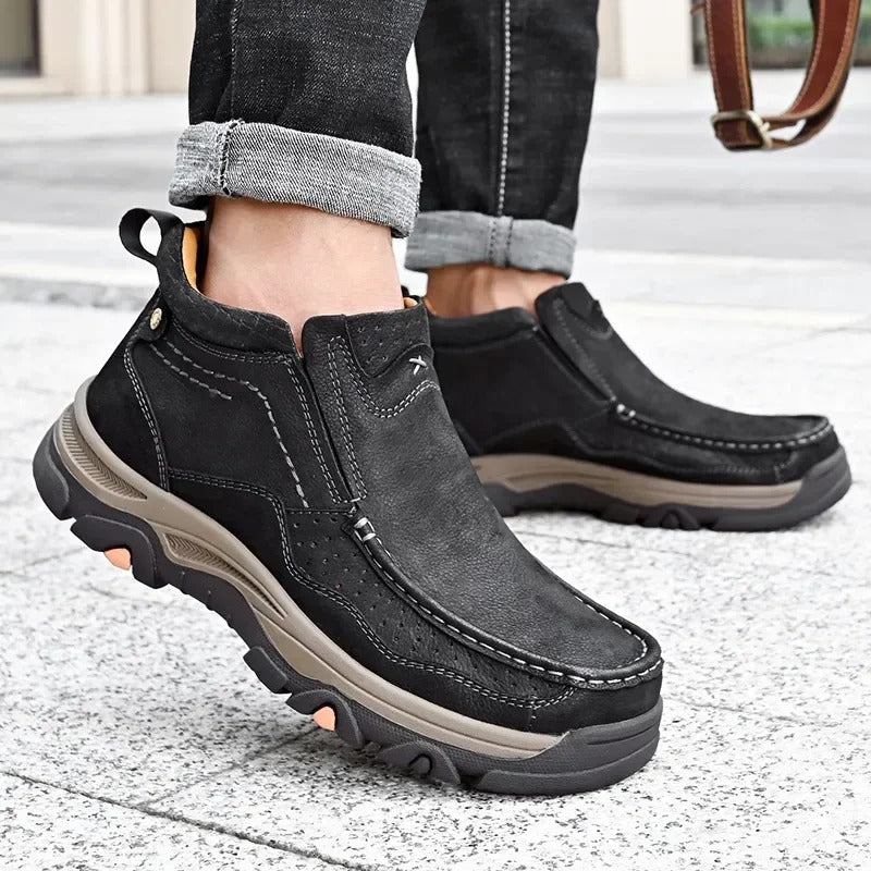 Herren Stiefel Leder Braun Schnürsenkel