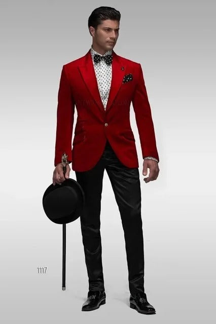 Schmale Samtblazer Herren Modern Slim Fit