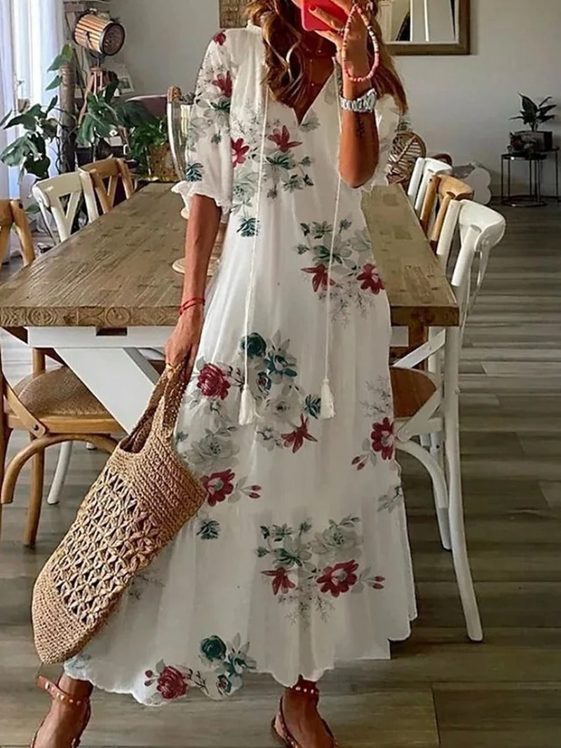 Boho Maxi Kleid für Damen Blumenmuster Sommer