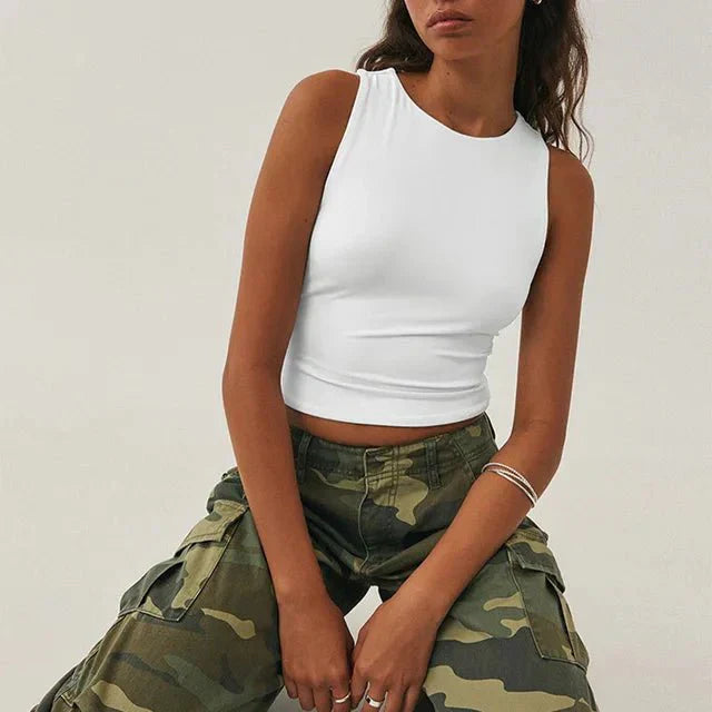 Ärmelloses Damen Crop-Top Bauchfrei Sommer