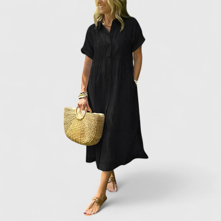 Damen Midikleid Gestreift Locker Leicht