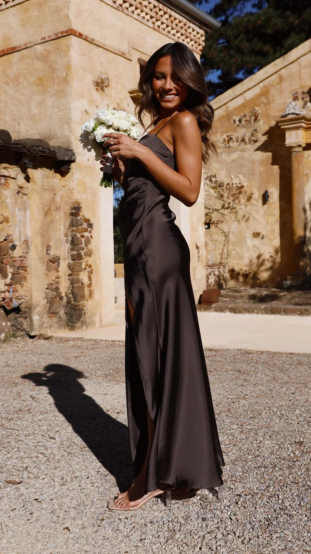 Damen Maxikleid Frühlings-look Satin-Slip-Langkleid