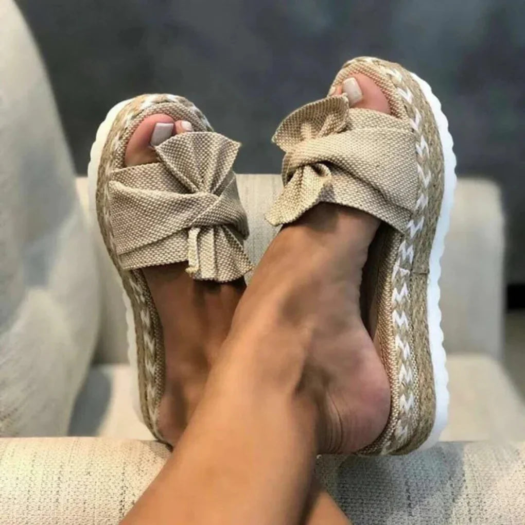 Damen Sandalen Schleifen Slip-On Sommer - BerlinGlamour