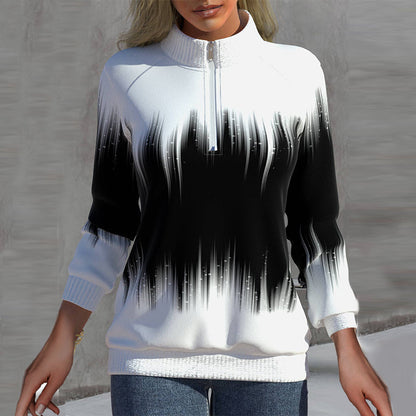 Damen Sweatshirt Langarm Halbkragen Bequem