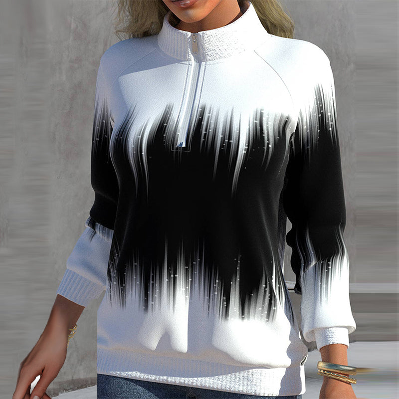 Damen Sweatshirt Langarm Halbkragen Bequem