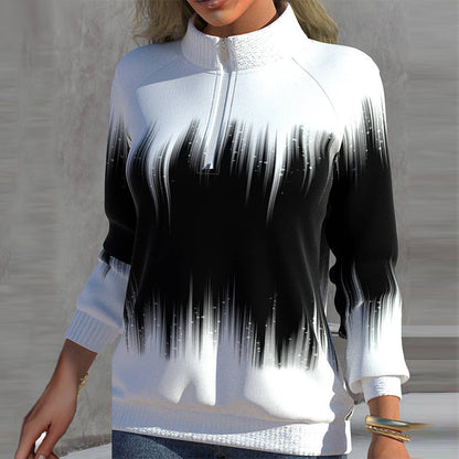 Damen Sweatshirt Langarm Halbkragen Bequem