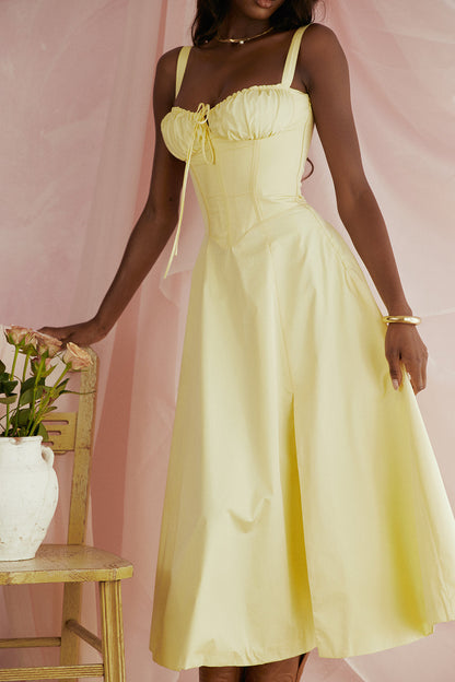 Midikleid Zitronengelb Figurformendes Sommerkleid