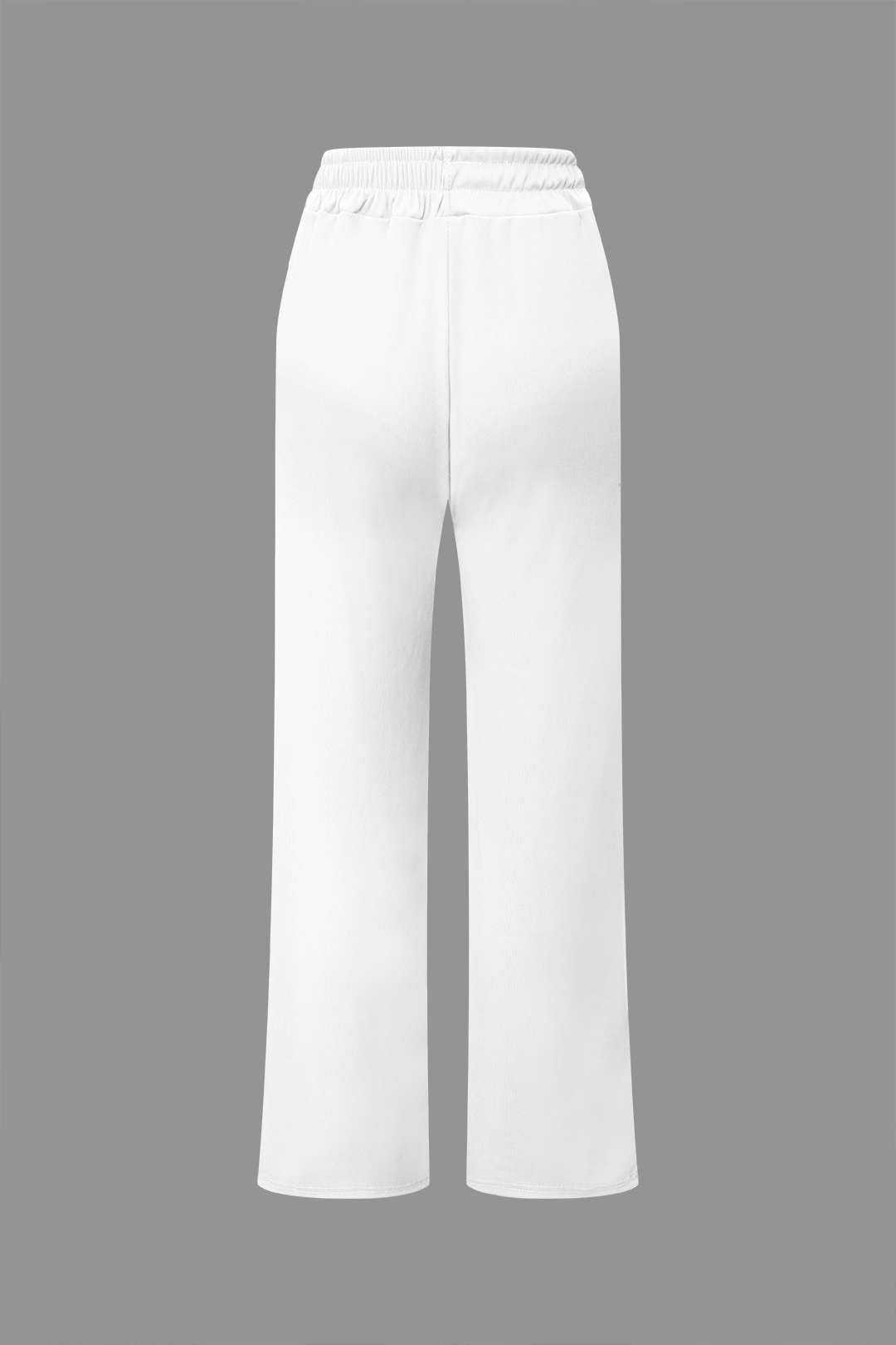 Elegantes Damen Zweiteiler Set Asymmetrisch mit Weiten Hosen