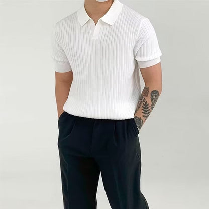 Polo Shirt Herren Modern Struktur Muster Slim Fit