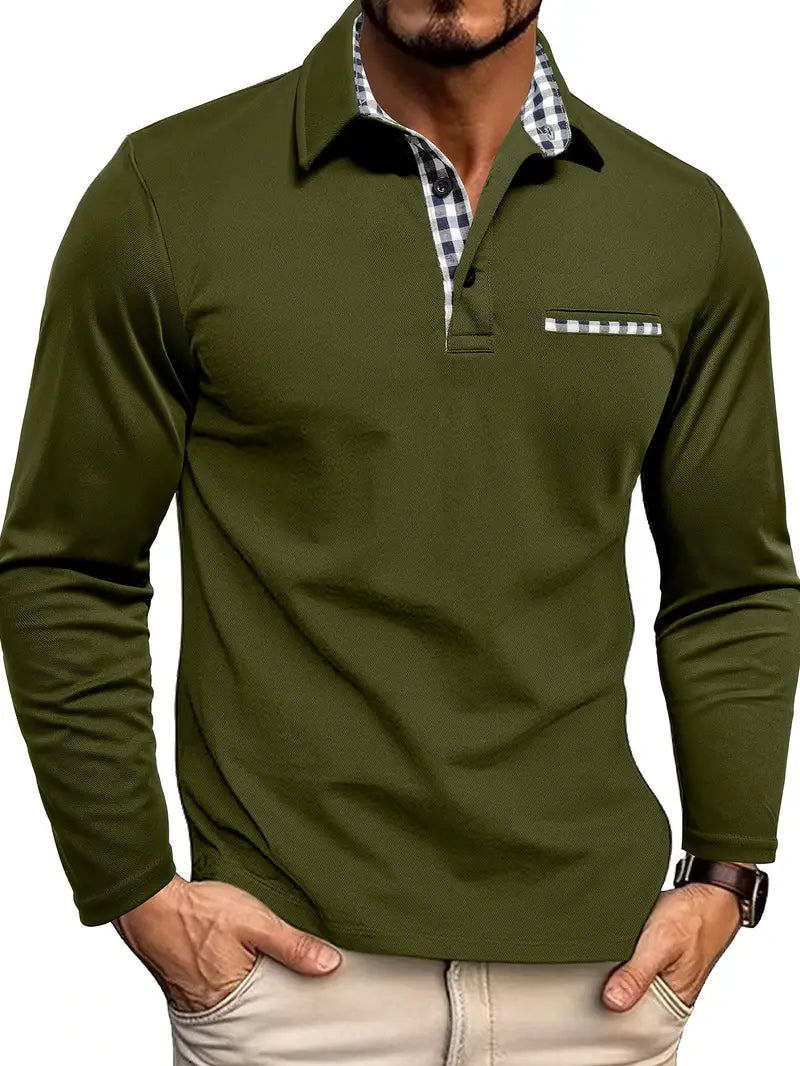 Herren Polo-Shirt Langarm Warm Winter