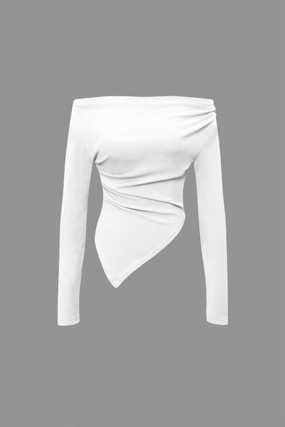 Elegantes Damen Zweiteiler Set Asymmetrisch mit Weiten Hosen