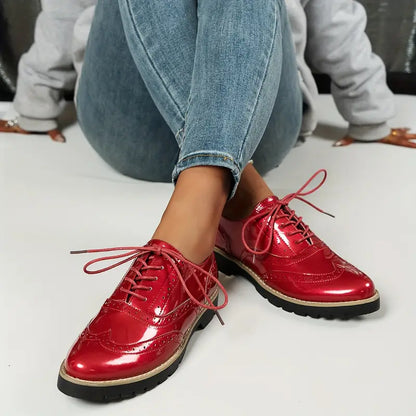 Elegante Frauen Lederschuhe Hochglanz