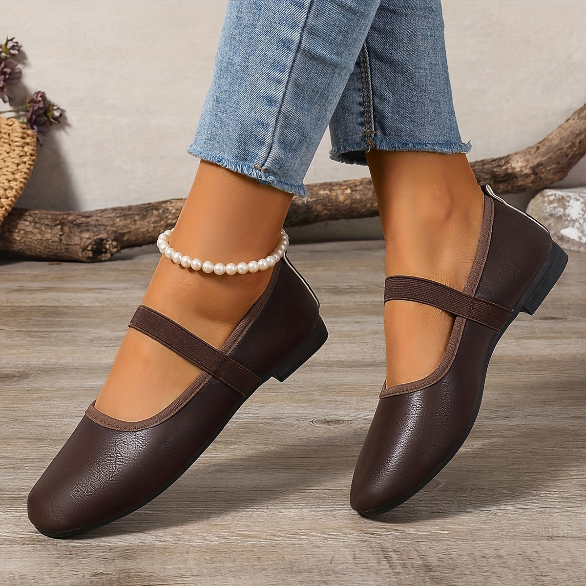 Elegante Weiße Ballerinas Mary Jane Schuhe Damen