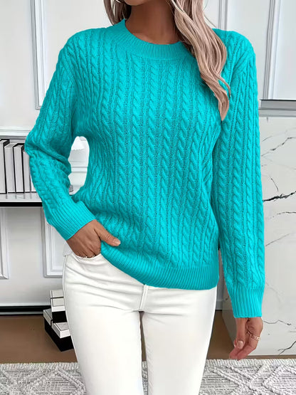 Damen Strickpullover Zopfmuster Weich Warm Winter