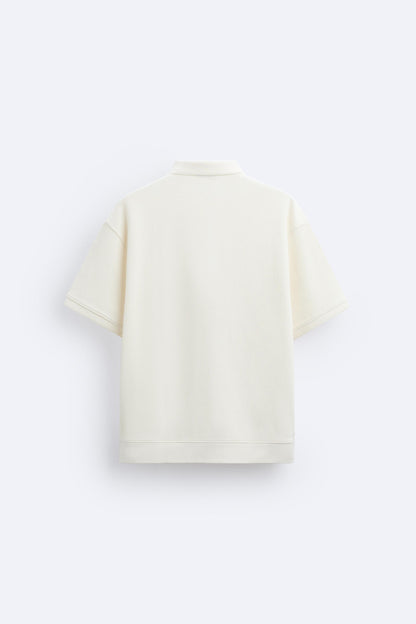Kurzärmliges Poloshirt Weiß Bequem Minimalistisch