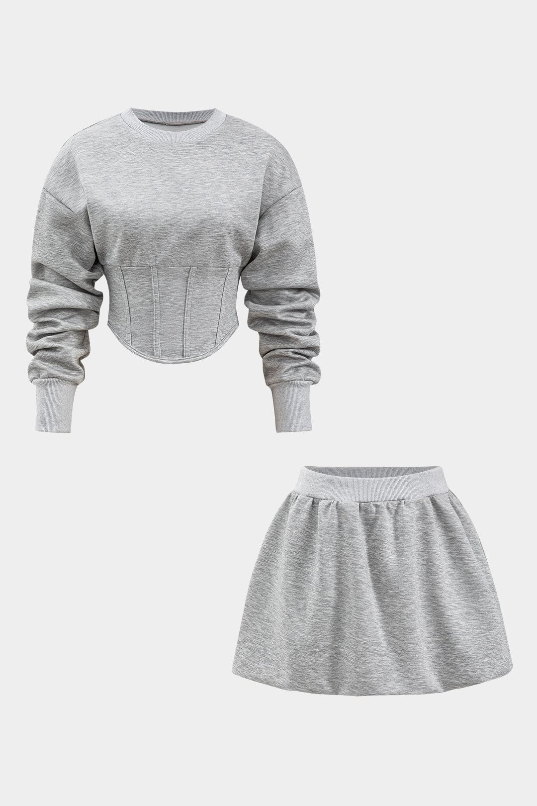 Stylisches Damen Sweatset Cropped Pullover Skater Rock - BerlinGlamour