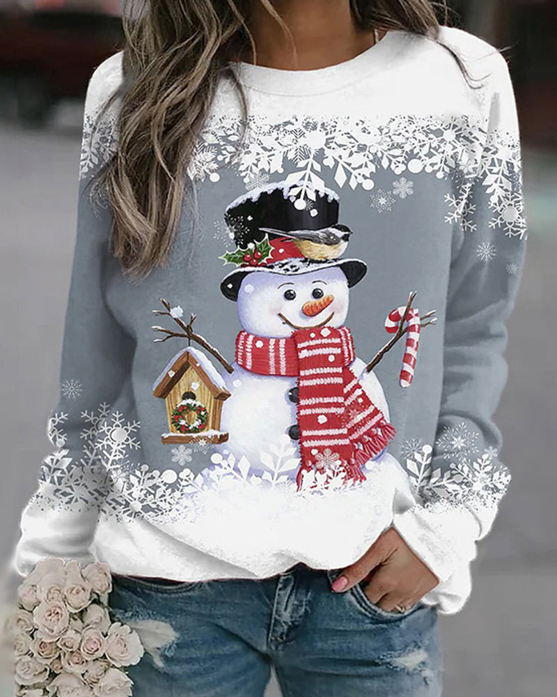 Weihnachtspullover mit mehrfarbigem Schneemann-Druck von BerlinGlamour