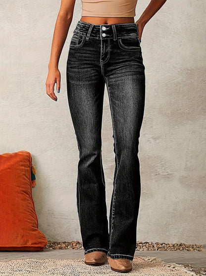 Damen High-Waist Jeans Weite Bein Stilvoll