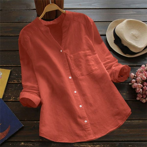 Elegante Langarm Leinenbluse Damen Stilvoll - BerlinGlamour