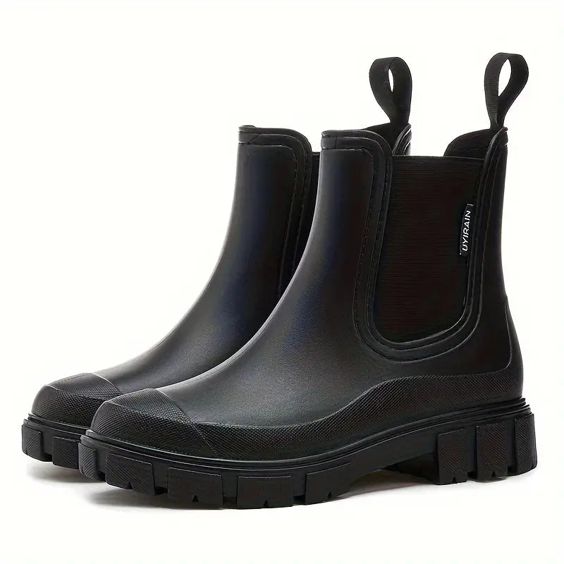 Damen Chelsea Stiefel Wasserdicht Slip-On Schwarz