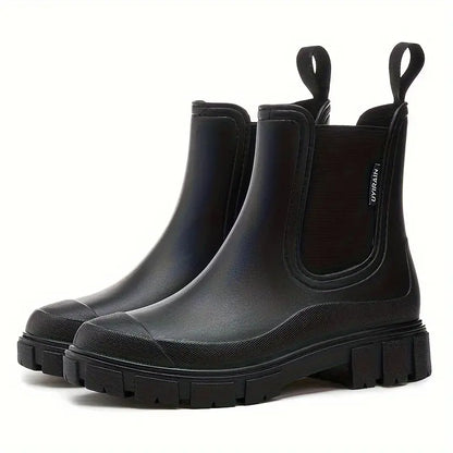 Damen Chelsea Stiefel Wasserdicht Slip-On Schwarz