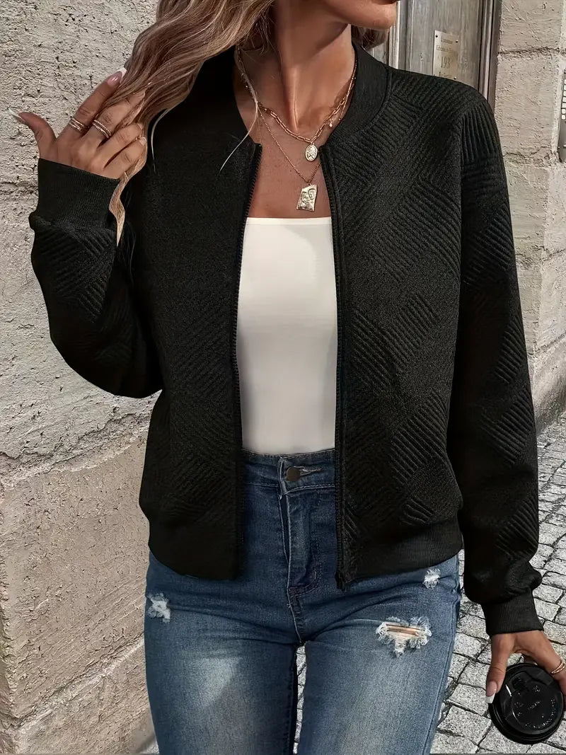 Damen Strickjacke Mit Reißverschluss und Struktur Modern