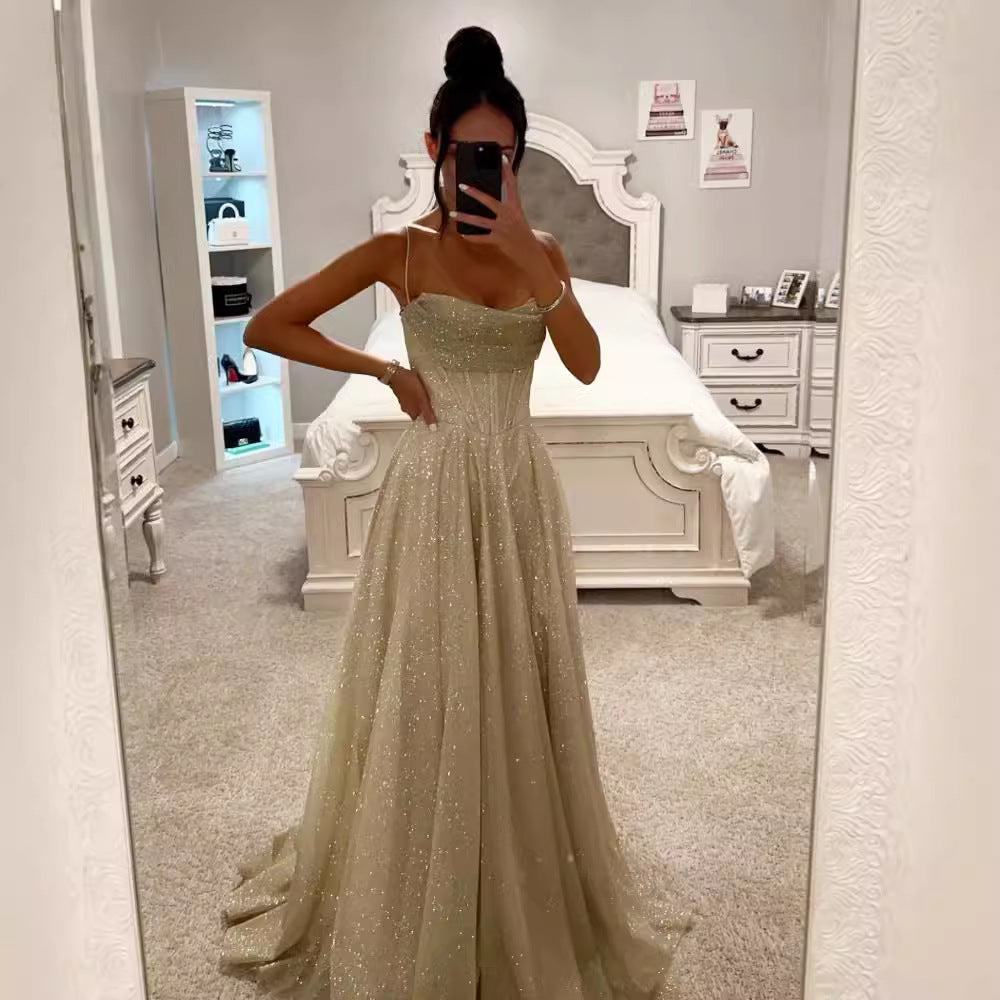 Kleid mit Trägern Damen Elegant Schwingend