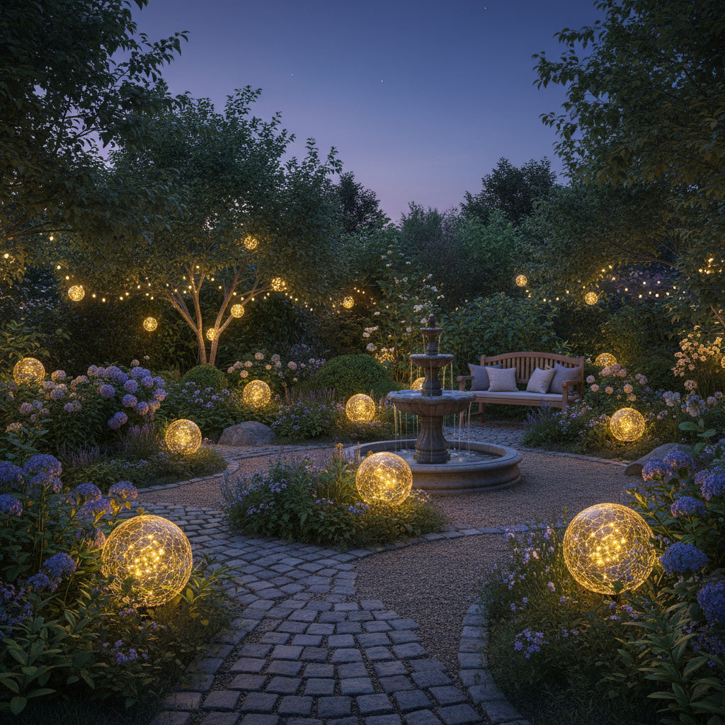Solare Gartenlampe Glaskugel Magisch Dimmbar