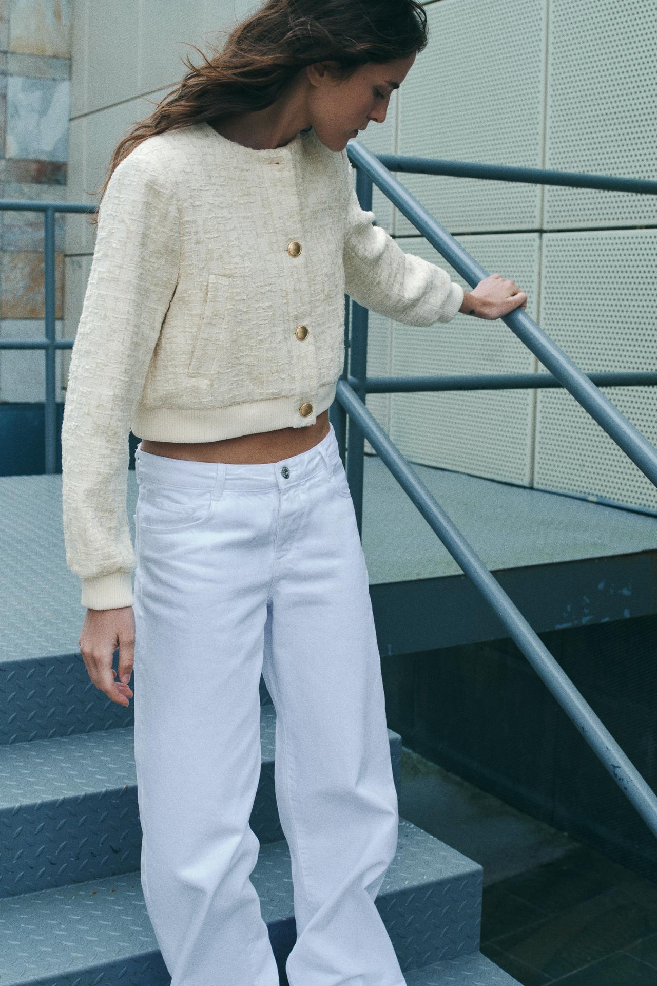 Bouclé-Jacke Kurz mitGoldknöpfen Damen