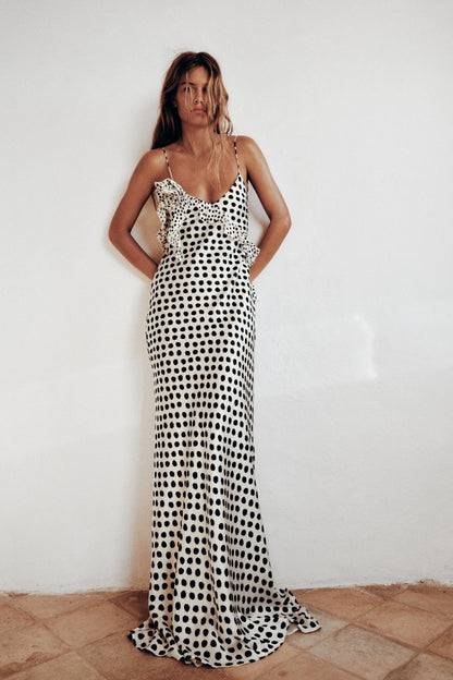 Langes Damen Maxikleid Spitzenpunkte Sommerkleid - BerlinGlamour