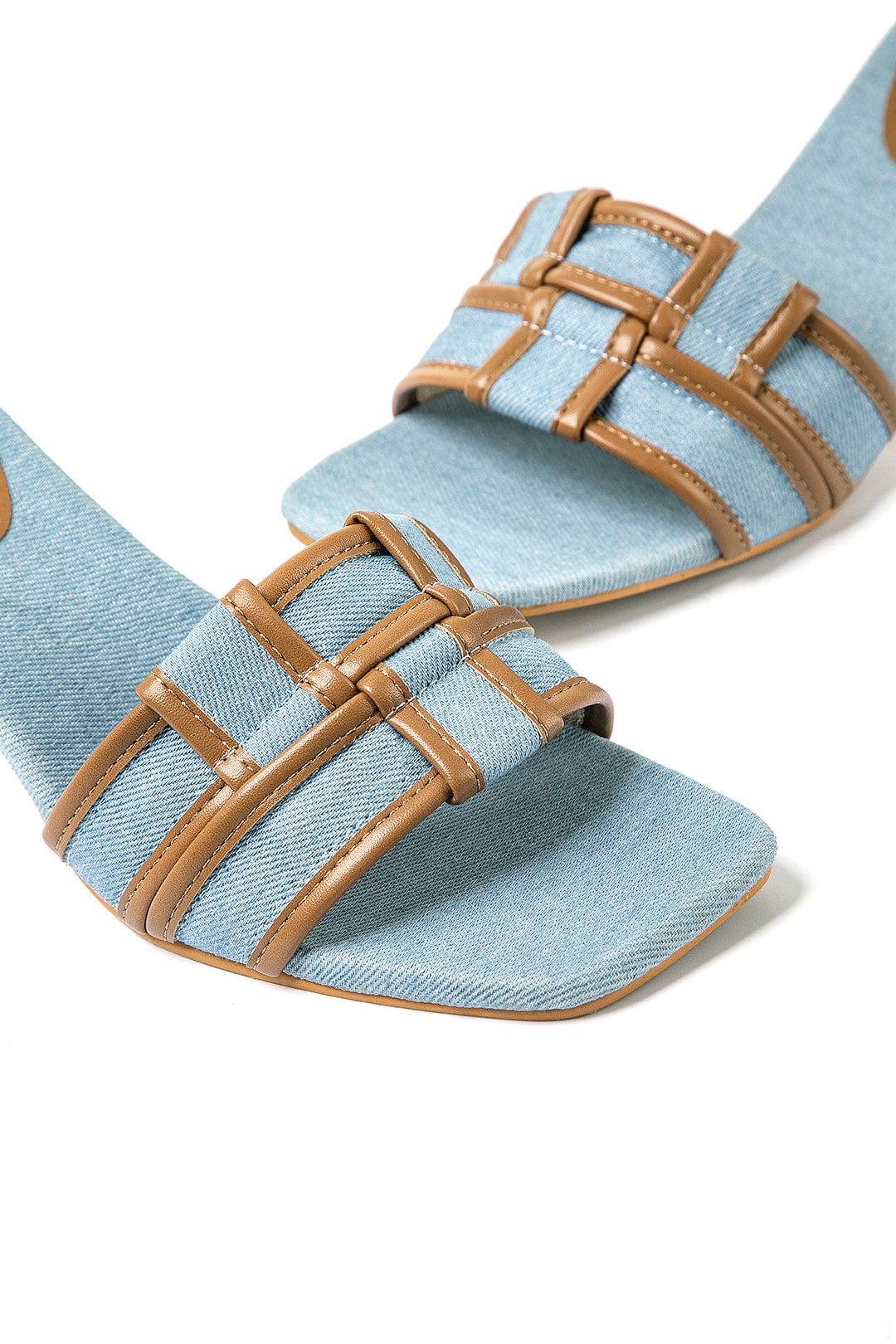 Modische Denim Mules mit Blockabsatz Elegante Schuhe Damen