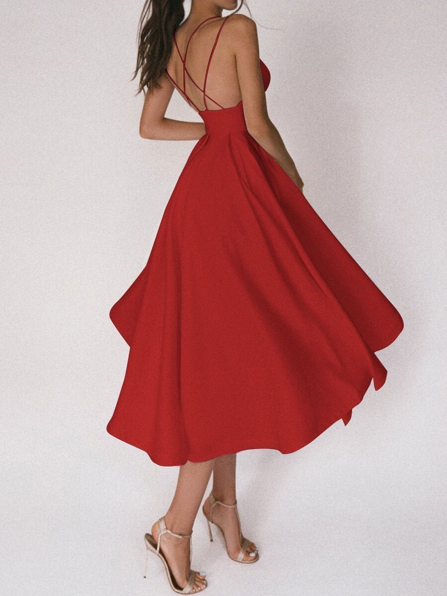 Satin-Kleider Damen Überkreuz Träger Elegent