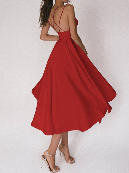 Satin-Kleider Damen Überkreuz Träger Elegent
