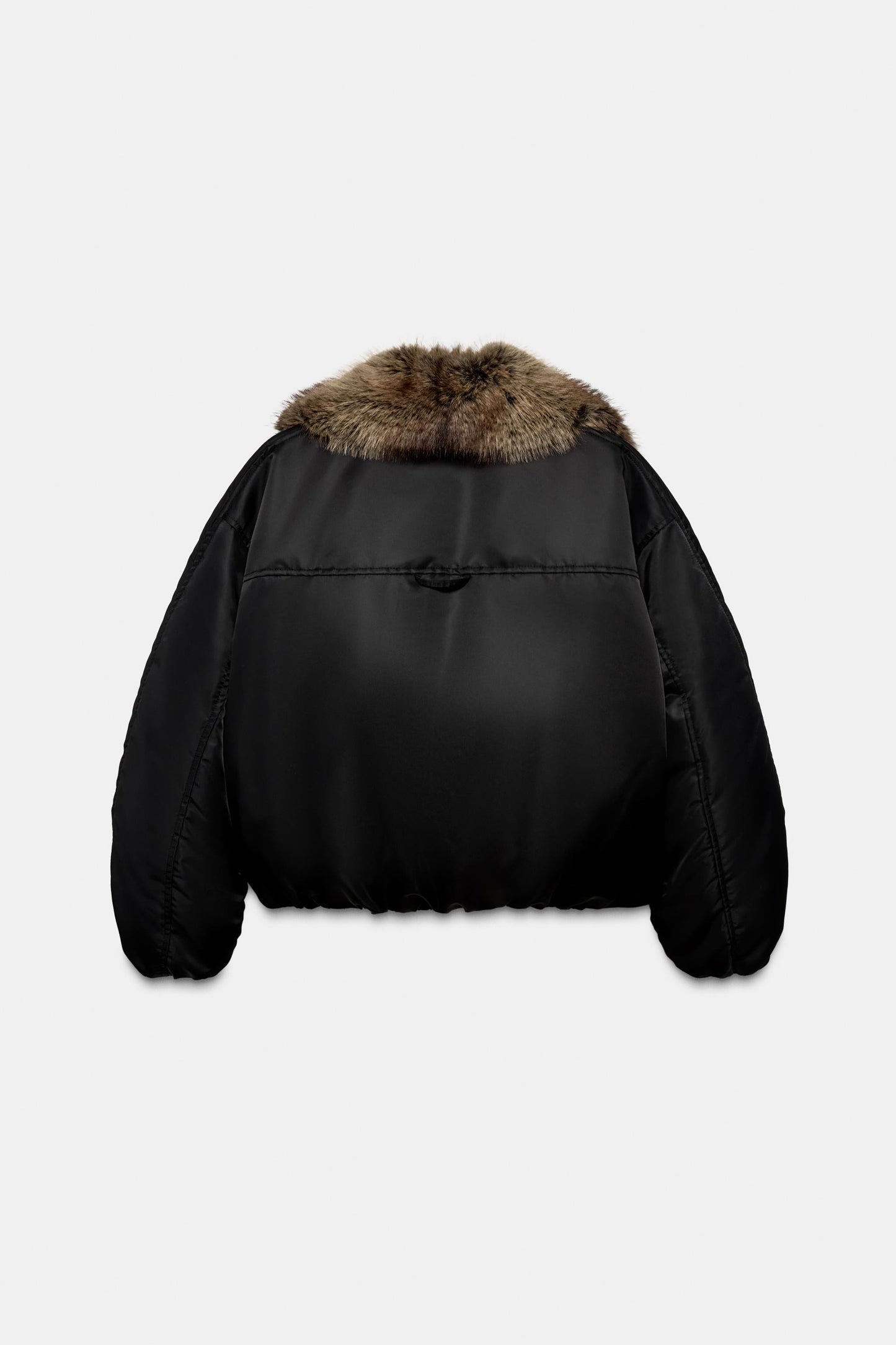 Kurze Bomberjacke Kunstfellkragen Damen