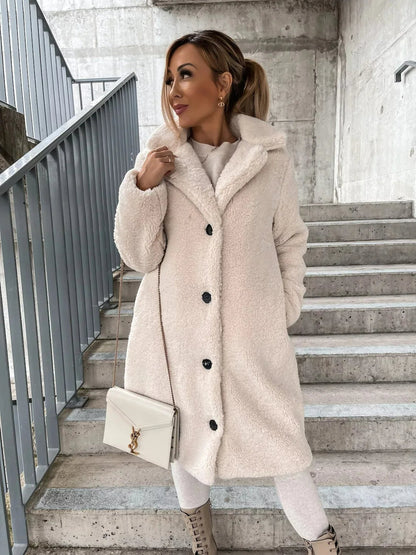 Lang Plüsch-Trenchcoat Damen Modern