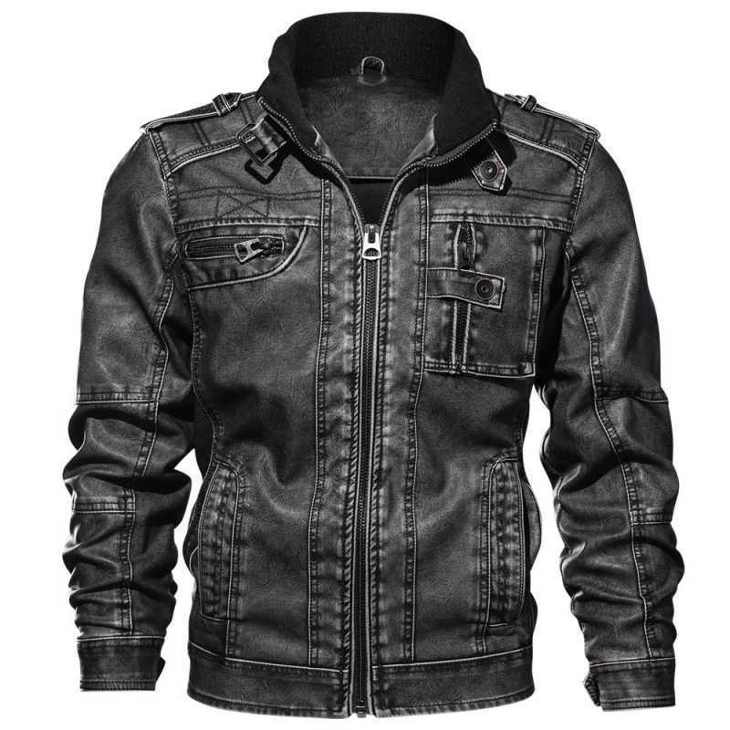 Lederjacke Herren Premium Elegante Ledermantel Schwarz